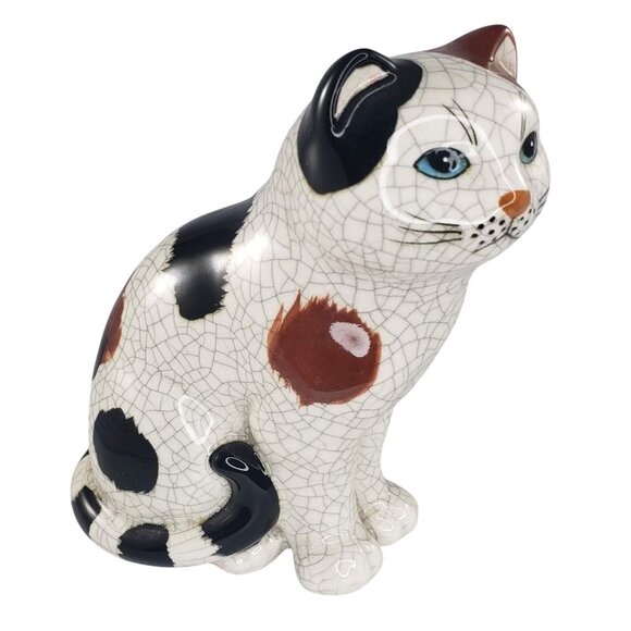 Vintage Geo Z. Lefton Calico Cat Figurine 1985 Number H05295 Crackle Glaze - Picture 7 of 8